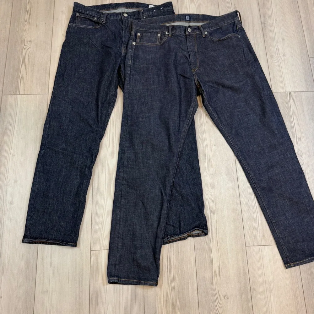 Lot of 2 Gap Mens Jeans 36x32 Straight GapFlex & Athletic Taper Resin Rinse Dark